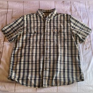 Carhartt Relaxed Fit Navy Plaid Short Sleeve Shirt Size XL